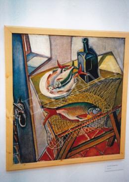  Futásfalvi Márton, Piroska - Still Life with Fishes, c. 1933, 78x71 cm, oil on canvas, Signed lower right: Futásfalvi Márton P., Photo: Tamás Kieselbach