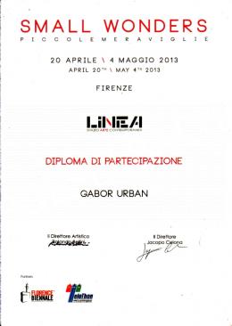  Urbán, Gábor - Diploma di Partecipazione - Firenze