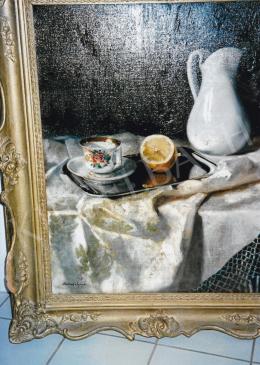 Romek, Árpád - Table Still Life with Jar and Lemon, oil on canvas, Signed lower left: Romek Árpád, Photo: Tamás Kieselbach