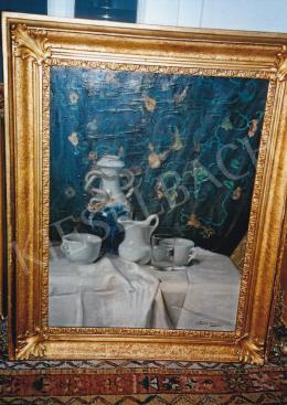 Romek, Árpád - Tea Set, oil on canvas, Signed lower right: Romek Árpád, Photo: Tamás Kieselbach