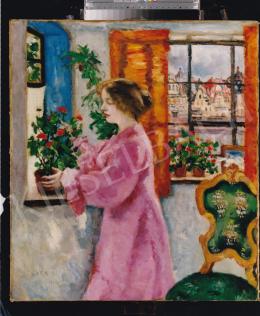  Csók, István - By the Window (View to the City), 1917, 86x76,5 cm, oil on canvas, Signed lower left: Csók I. 1917, Photo: Tamás Kieselbach