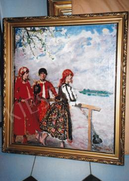  Csók István - Pirosruhás lányok virágzó almafával, olaj, vászon, Jelezve jobbra lent: Csók I., Fotó: Kieselbach Tamás