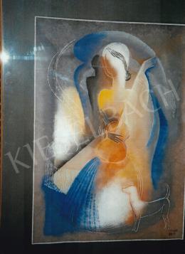  Kádár Béla - Nő gitárral; 69x48,5 cm; tempera, papír; Jelezve jobbra lent: Kádár Béla; Fotó: Kieselbach Tamás