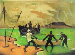  Basilides, Sándor - Fishermen at the Balaton; oil on canvas; Signed lower right: Basilides Sándor; Photo: MNG