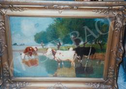 Zombory, Lajos - Cows by the Lake; oil on canvas; Signed lower left: Zombory L.; Photo: Kieselbach Tamás