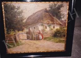 Szontágh, Tibor - Village Scene, oil on canvas, Signed lower right: Szontágh, Photo: Tamás Kieselbach