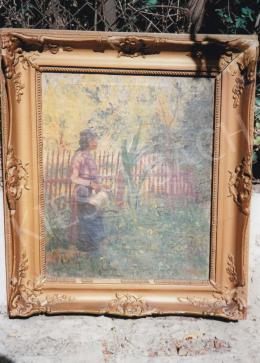 Mérő, István - Watering in the Garden; oil on canvas; Signed lower right: Mérő; Photo: Kieselbach Tamás