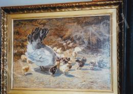 Erdőssy, Béla - Hen with Chicks; oil on canvas; Signed lower right: Erdőssy Béla; Photo: Tamás Kieselbach