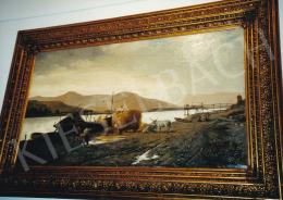 Tahi, Antal - Ships on the Danube, 80x140 cm, oil on canvas, Signed lower left: Tahi, Photo: Tamás Kieselbach