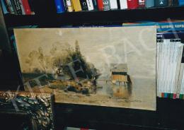 Mészöly Géza - Fürdőház, 38x66,8 cm, olaj, fatábla, Jelezve balra lent: Mészöly, Fotó: Kieselbach Tamás