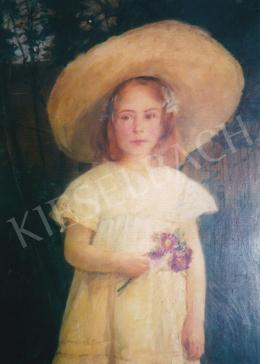 Zemplényi, Tivadar - Little Girl with Flower; oil on canvas; Photo: Tamás Kieselbach