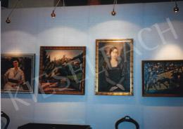  Vörös, Géza -  Vörös, Géza, Scheiber, Hugó and other painter's auction exhibition in the Szakasits Community Center - Secont painting from the right: Vörös Géza: Woman in Black Lace Dress; 93x60 cm; oil on canvas; Signed lower right: Vörös Géza; Photo: Tamás Kieselbach