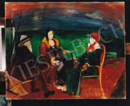  Farkas, István - Talkers, c.1930, 81x99 cm, oil on canvas, Unsigned, Signed on the reverse: Potierr Emballeur 45 Rue Kléber St. (Seine) 1932: Ernst Múzeum, Budapest 1936: Ernst Múzeum, Budapest 1943: Tamás Galéria, Budapest 1947: Nemzeti Szalon, Photo: Tamás Kieselbach