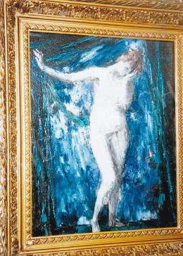  Vaszary, János - Nude in Blue Background, c. 1920; 50x39,5 cm; oil on wooden board; Signed lower right: Vaszary; Photo: Tamás Kieselbach