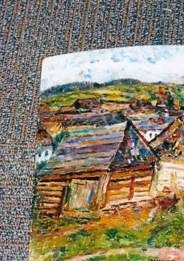  Perlmutter, Izsák - Village, 1890; 24,5x15,5 cm; oil on wooden board; Signed lower right: Perlmutter and left: 1890; Photo: Tamás Kieselbach