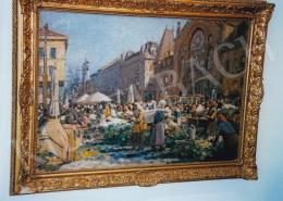  Muzsinszki Nagy, Endre - Market Place in Pest with the Market Hall in the Background, 1923; 71x104 cm; oil on canvas; Signed lower right: Muzsinszky Nagy E. 1923; Photo: Tamás Kieselbach