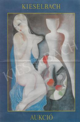  Kádár, Béla - Vailed Female Nude with a Mirror (70x100 cm; tempera, papír; Jelezve balra lent: Kádár Béla) on the Kieselbach Gallery's 1. Auction