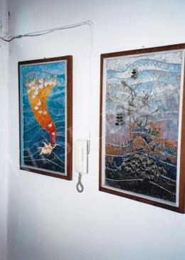 Hegyi György - Születés, 1986; Halál (Auschwitz), 1986; mozaik; Jelzés nélkül; Fotó: Kieselbach Tamás