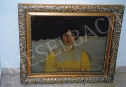  Kunffy, Lajos - Lady in Yellow Blouse (Portrait of Mrs. Kunffy); 59.5x73 cm; oil on cardboard; Unsigned; Photo: Tamás Kieselbach