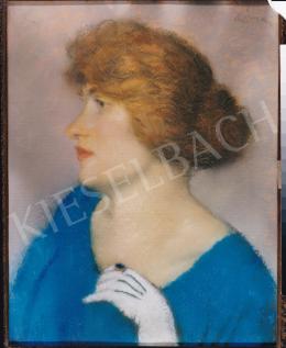 Rippl-Rónai József - Kék ruhás nő, 50x40 cm, pasztell, papír, Jelezve jobbra fent: Rónai, Fotó: Kieselbach Tamás