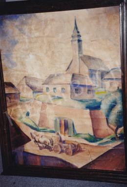  Czumpf Imre - Erdélyi falu, aqvarell,papír, 67x54 cm, Jelezve jobbra lent: Czumpf Imre 927; Fotó: Kieselbach Tamás