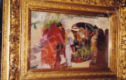 Herrer, Cézár - Spanish Flower Fair, oil on canvas, 50,5x32 cm, Signed lower right: Herrer C.; Photo: Tamás Kieselbach