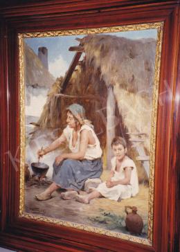 Vastagh György - Készül a vacsora, olaj,vászon, 54x41,5 cm, Jelezve balra lent: Vastagh Gy.; Fotó: Kieselbach Tamás