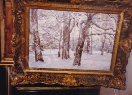 Szlányi, Lajos - Margitsziget in Winter, oil on board, 34,5x47 cm, Signed lower right: Szlányi L.; Photo: Tamás Kieselbach