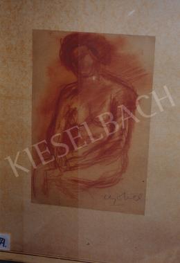 Czóbel Béla - Ülő akt, vöröskréta,papír, 42x28 cm, Jelezve jobbra lent: Czóbel; Fotó: Kieselbach Tamás