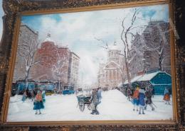  Berkes, Antal - Winter Scene in the City; oil on cardboard; Signed lower right: Berkes A.; Photo: Tamás Kieselbach