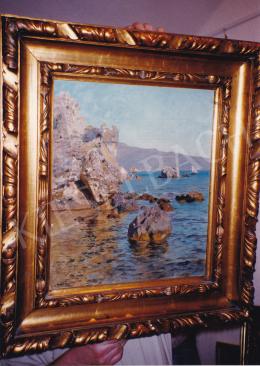  Nádler Róbert - Mediterrán tengerpart, olaj,vászon,kartonon, 51x43,5 cm, Jelezve balra lent:Nádler Róbert; Fotó: Kieselbach Tamás