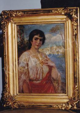 Raksányi, Rezső - Italian Woman on the Beach, oil on panel, 28,3x21 cm, Signed lower right: Raksányi; Photo: Tamás Kieselbach