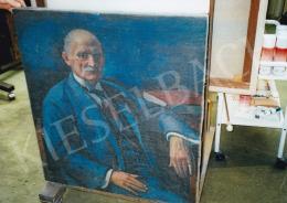 Ziffer Sándor - Kék portré, 90x80 cm, olaj, vászon, Jelezve balra lent: Ziffer Sándor 1922, Fotó: Kieselbach Tamás