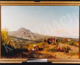 Markó, András - Sunlit Italian Landscape with Cows, oil on canvas, 97x141 cm, Signed lower right: And. Markó 1865, Photo: Tamás Kieselbach
