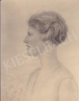 Hadzsy Olga - Id. Kieselbach Vilmos dolgozószobájában Kiselbach Vilmosné portréja (Sebesta Gladys), Riadó utca, 1940-es évek