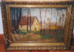  Gulácsy Lajos - Falu vége ősszel című festménye (30x42 cm Olaj, vászon, kartonon) Jelezve balra lent: Gulácsy L. és hátoldalán autográf írás Fotó: Kieselbach Tamás