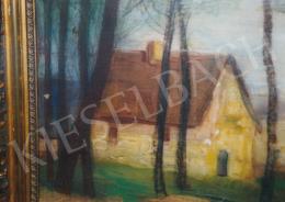  Gulácsy Lajos - Falu vége ősszel című festménye (30x42 cm Olaj, vászon, kartonon) Jelezve balra lent: Gulácsy L. és hátoldalán autográf írás Fotó: Kieselbach Tamás