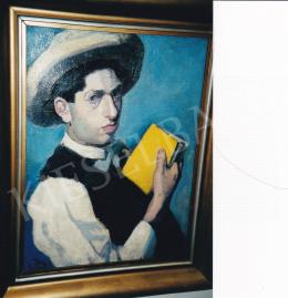 Berény, Róbert - Self Portrait in Straw Hat, 1906 (Photo and Detail Photo), 59,5x44,5 cm, oil on canvas, Signed lower left: BR, In Hungarian National Gallery, Photo: Tamás Kieselbach