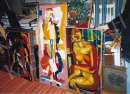  Molnár, Sándor - Sándor Molnár's Paintings in his Studio. Photo: Tamás Kieselbach