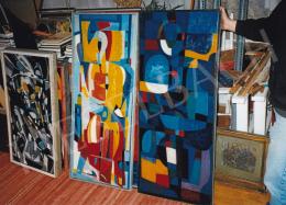  Molnár, Sándor - Sándor Molnár's Paintings in his Studio. Photo: Tamás Kieselbach