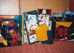  Molnár, Sándor - Sándor Molnár's Paintings in his Studio. Photo: Tamás Kieselbach