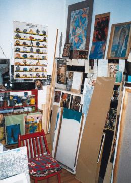  Molnár, Sándor - Sándor Molnár's Paintings in his Studio. Photo: Tamás Kieselbach