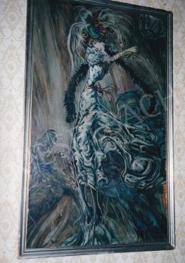  Batthyány Gyula - Esernyős dáma (Ősz) (130x80 cm Olaj, vászon) Jelezve balra lent: Batthyány Fotó: Kieselbach Tamás