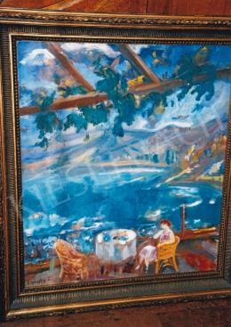  Márffy Ödön - Kilátás a Como-i tóra (Kilátás az erkélyről) (75x65 cm Olaj, vászon) Jelezve balra lent: Márffy Fotó: Kieselbach Tamás