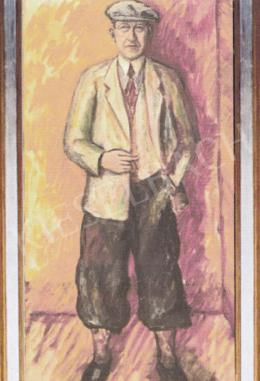  Márffy, Ödön - Man in front of an orange Background, 1908, 115x63 cm, oil on canvas, Signed on the reverse: Budapest, 1908, M.Ö. painting with five different frames, Photo: Tamás Kieselbach 