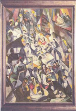  Schönberger Armand - Kabaré, 1920-as évek második fele, 108x73 cm, olaj, vászon, Jelezve balra lent: Schönberger A., különböző keretekben, Fotó: Kieselbach Tamás