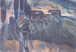 Egry, József - Cowherd, 1926, 30x43 cm, pastel on paper, Signed lower right