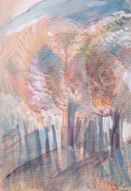Egry, József - Trees of Badacsony, around 1930, 61x43 cm, oil and pastel on paper, Signed lower right