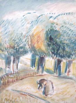 Egry, József - Bending in the Garden, around 1937, 42x33 cm, watercolor on paper, Signed lower right