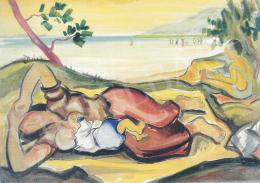  Litkey György - Déli pihenő, 1942, 85x120 cm